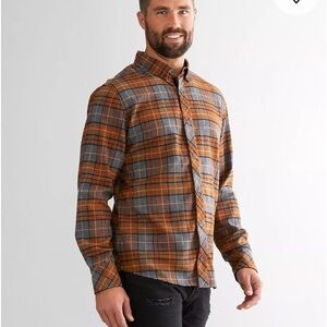 Buckle Outpost Makers Brushed Plaid Flannel Button Front  Shirt